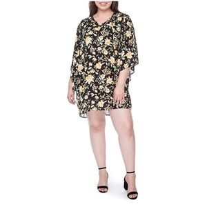 Bobeau Morna 3/4 Length Sleeve Floral Dress 1X